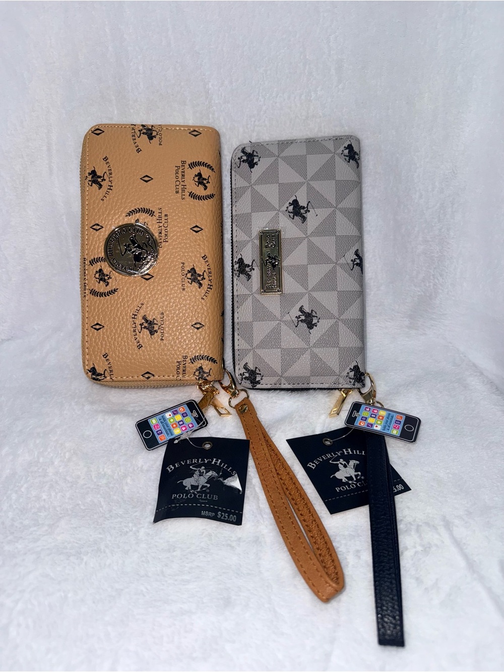 Beverly Hills Polo Club Tan & Light Gray Wristlet Wallet Duo